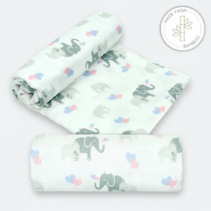 bamboo swaddle with elepahnt design