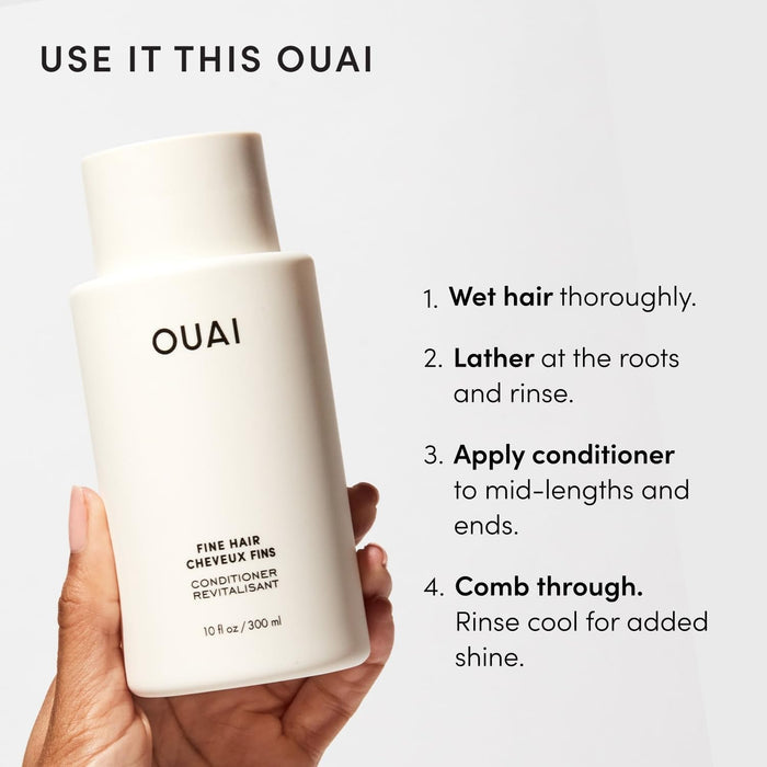 OUAI Fine Hair Wash and Conditioner Bundle - Hotel-Ready Sulfate-Free Set for the Carry-On Friendly Trip