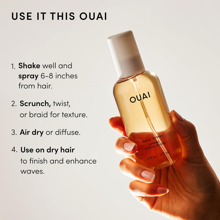 OUAI Wave Spray Adventure Size - Poolside and Campsite Hair Refresher in a TSA-Ready 3 fl oz Bottle