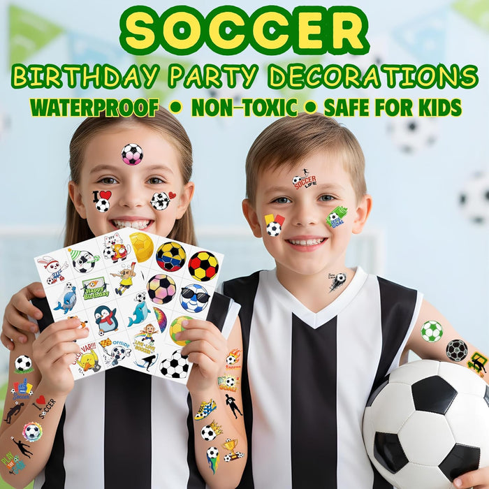 Outdoor Sports Party Favors – 96 Soccer Tattoo Stickers for Park Picnics and Team Events