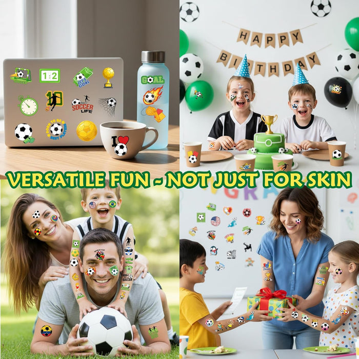 Outdoor Sports Party Favors – 96 Soccer Tattoo Stickers for Park Picnics and Team Events