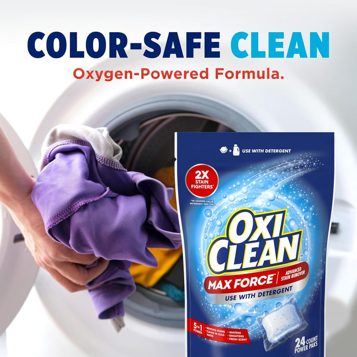 OxiClean Max Force Power Paks – Time-Saving Single-Dose Stain Remover for Busy Parent Laundry Days, 24 Count