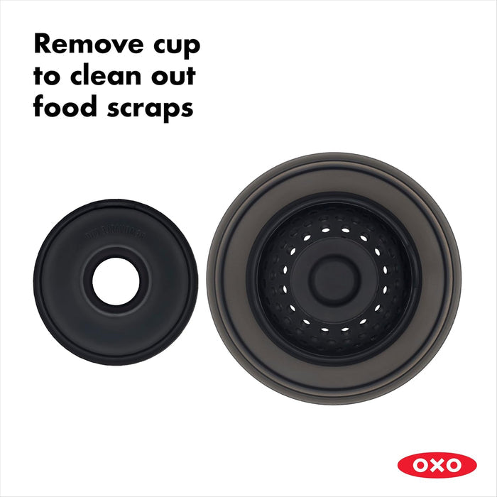 OXO Good Grips 2-in-1 Sink Strainer Stopper – Quick-Twist Sink Stopper for Faster Post-Meal Cleanup