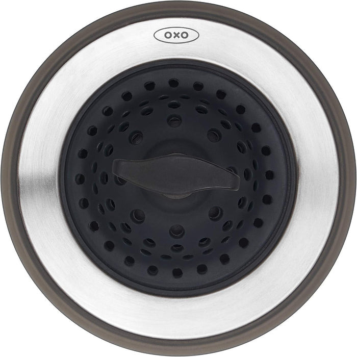 OXO Good Grips 2-in-1 Sink Strainer Stopper – Quick-Twist Sink Stopper for Faster Post-Meal Cleanup