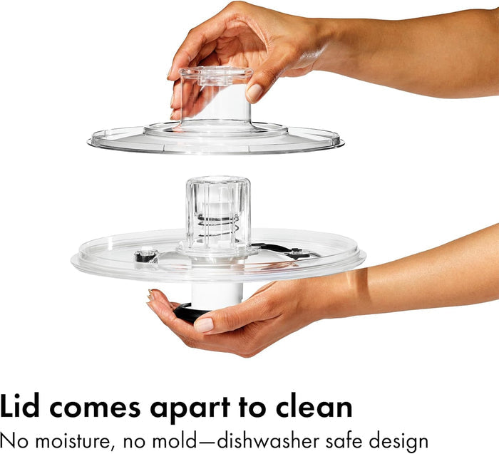 storage lock that flattens the pump handle flush with the lid for compact stacking