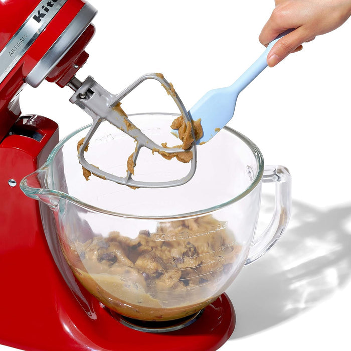 heat-resistant silicone heads safe for use on non-stick pans and hot cookware