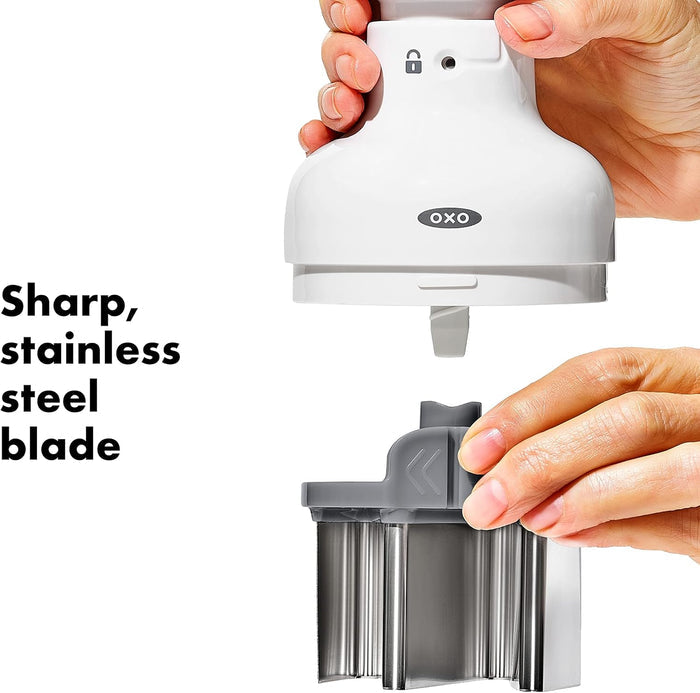 square blade shape for consistent, even cuts