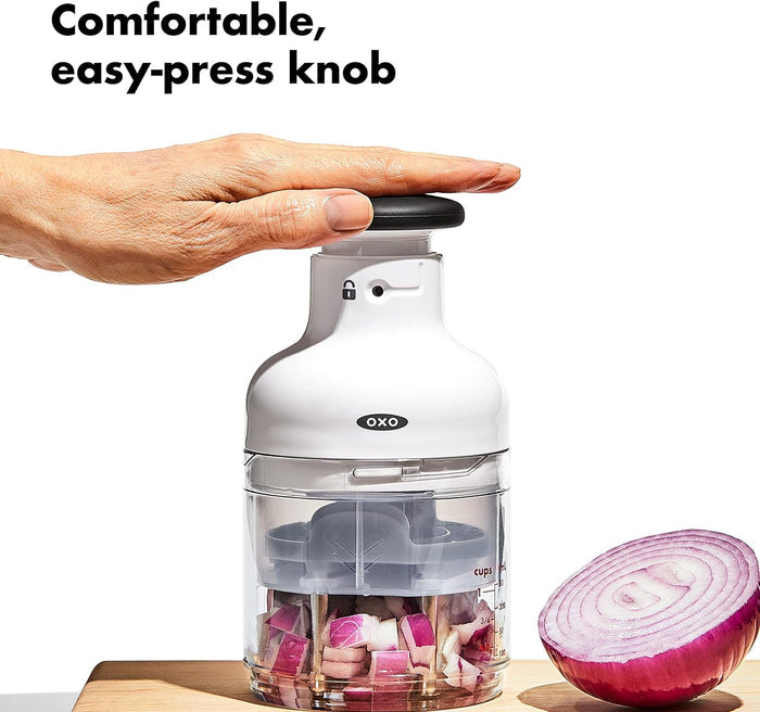 dishwasher-safe plastic and stainless steel construction that fully disassembles
