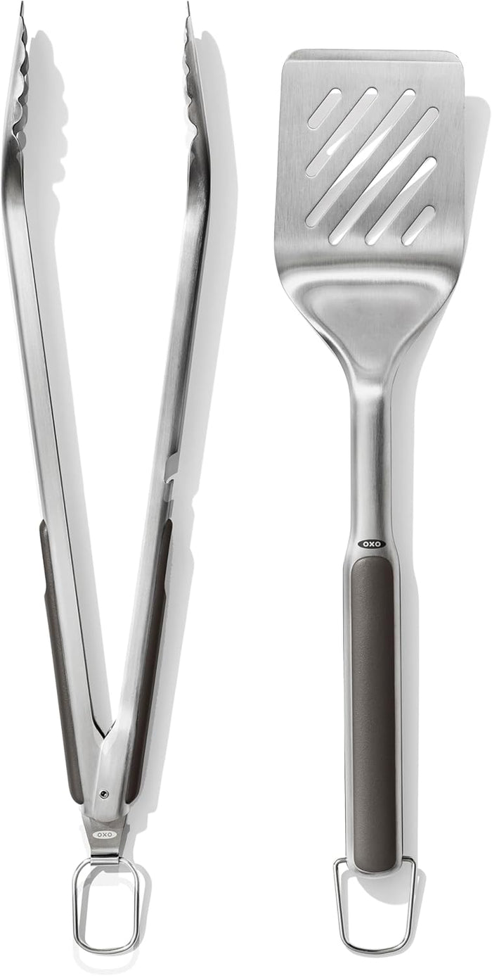 durable stainless steel turner with wide, beveled head for sliding under food
