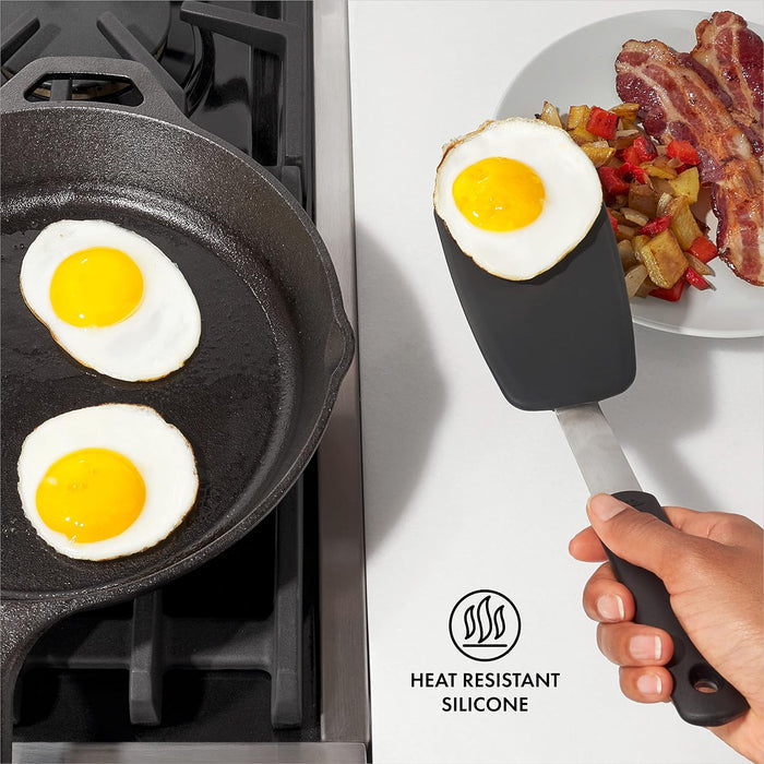stainless steel core bonded to heat-resistant silicone for durability and flexibility