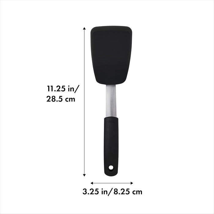 soft, non-slip good grips handle for secure wet-hand control