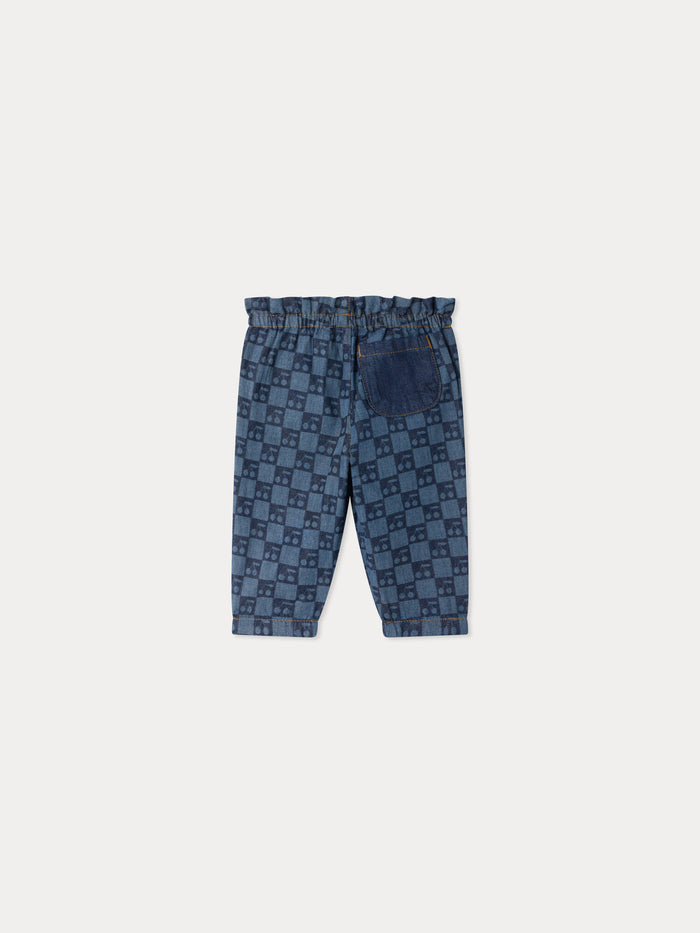 Pantalon bébé Luciole à motifs damier cerise en coton biologique