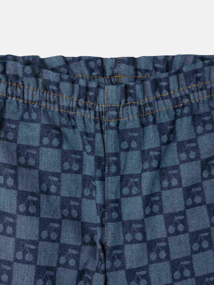 Pantalon bébé Luciole à motifs damier cerise en coton biologique
