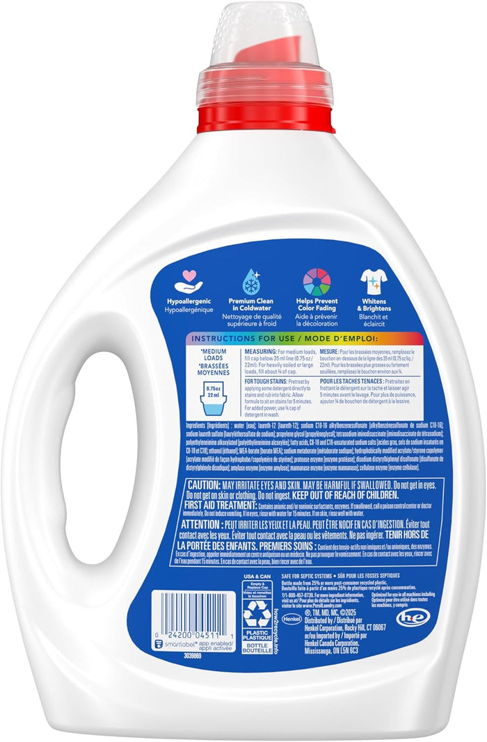 Persil Free & Sensitive Liquid Detergent – Dye-Free Hypoallergenic Formula for Shared Laundry Room Safety