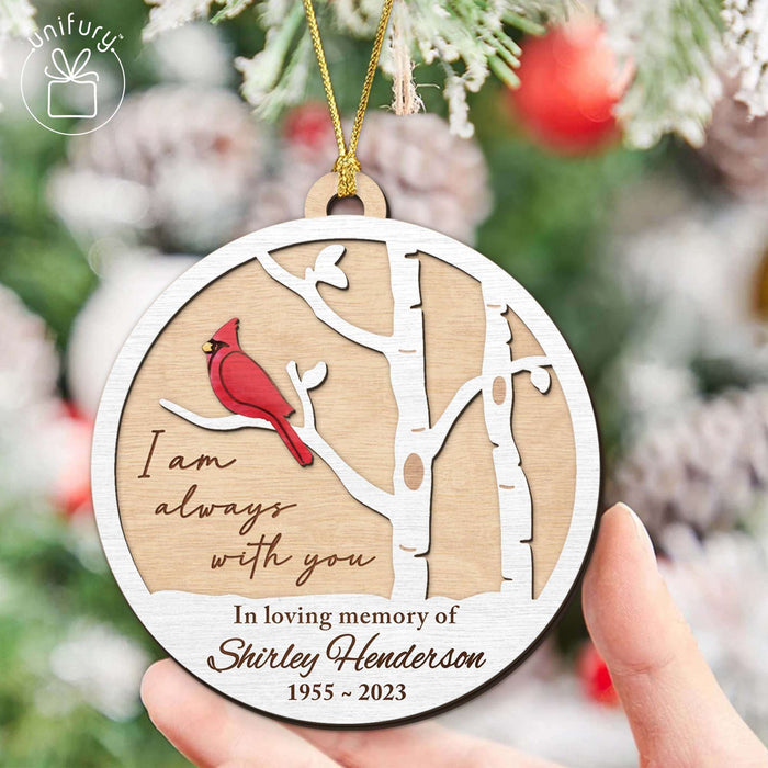 Personalized Always With You Memorial Cardinal Wooden Ornaments