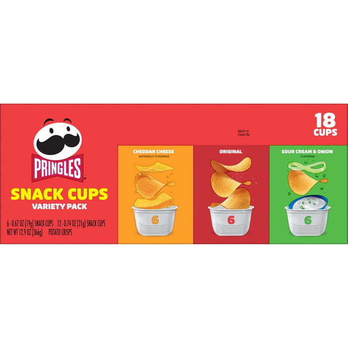 Pringles 18-Cup Snack Variety Pack – Fun Nostalgic Gift Basket Addition for Birthdays and Holidays