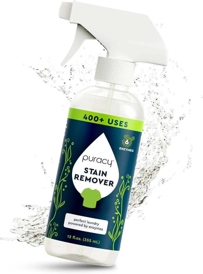 enzyme-powered stain-lifting formula effective on grass, wine, makeup, oil, and odors