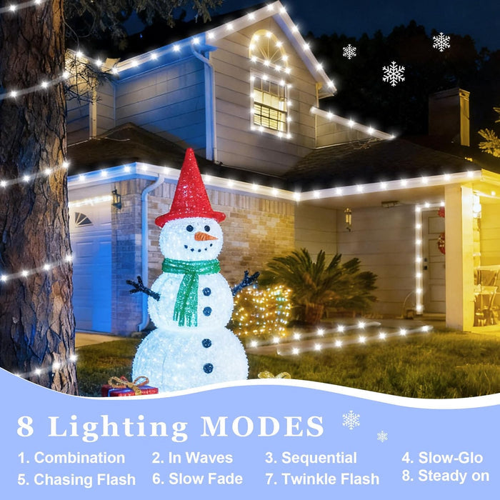 8 selectable modes including fireflies flash, waves, chasing, fade, twinkle, and steady on