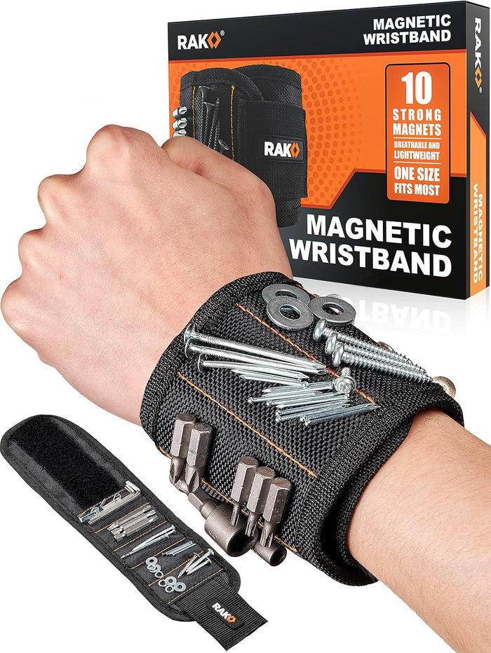 10 extra-strong embedded magnets capable of holding screws, nails, bolts, washers, and drill bits