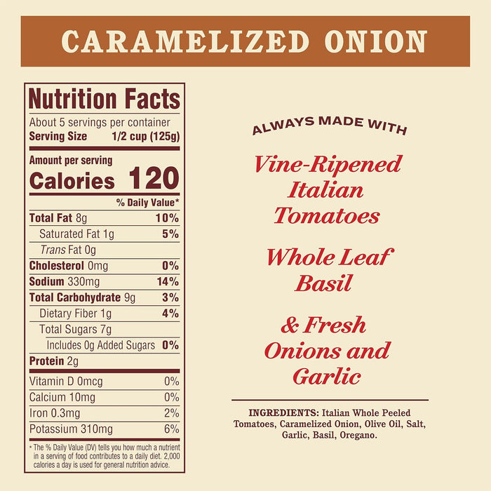 caramelized onion and tomato flavor profile for richer, sweeter taste without added sugar