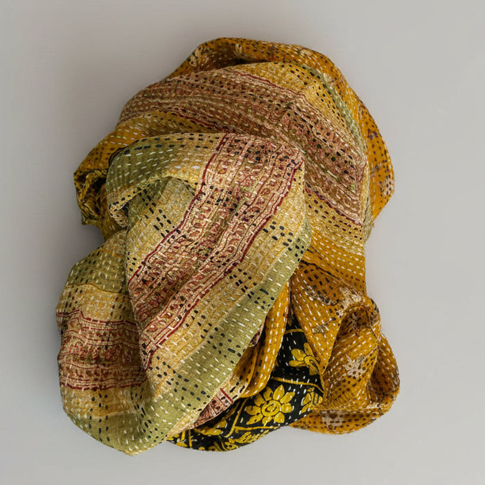 Yellow- gold silk sari scarf