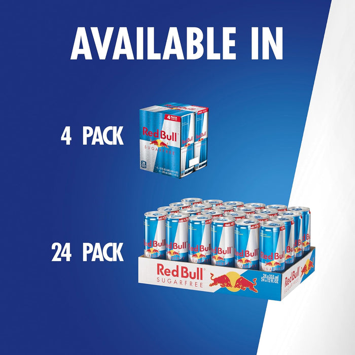 Red Bull Energy Drink Sugar Free 4 Pack 12 Fl Oz – Pre-Workout Caffeine Hit for Gym Sessions