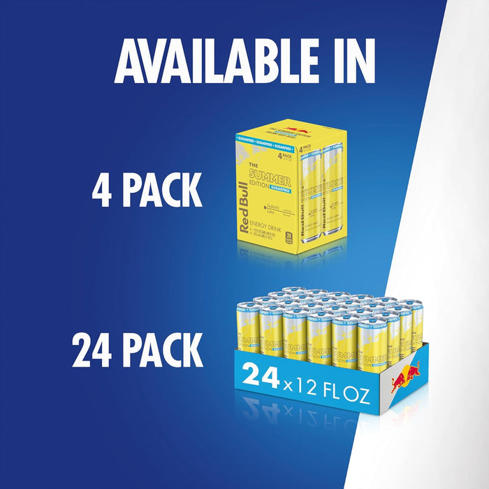 Red Bull Sugarfree Sudachi Lime Energy Drink – Collectible Seasonal Drop for Gamers and Students, 4 Pack