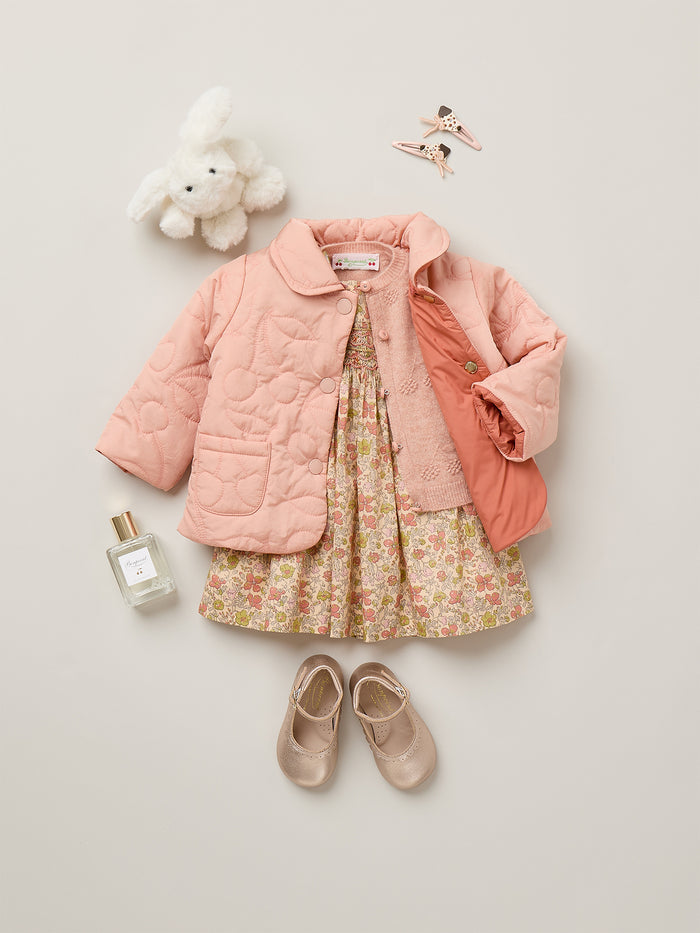 Robe bébé Maruska en tissu Liberty smockée et brodée main en coton biologique