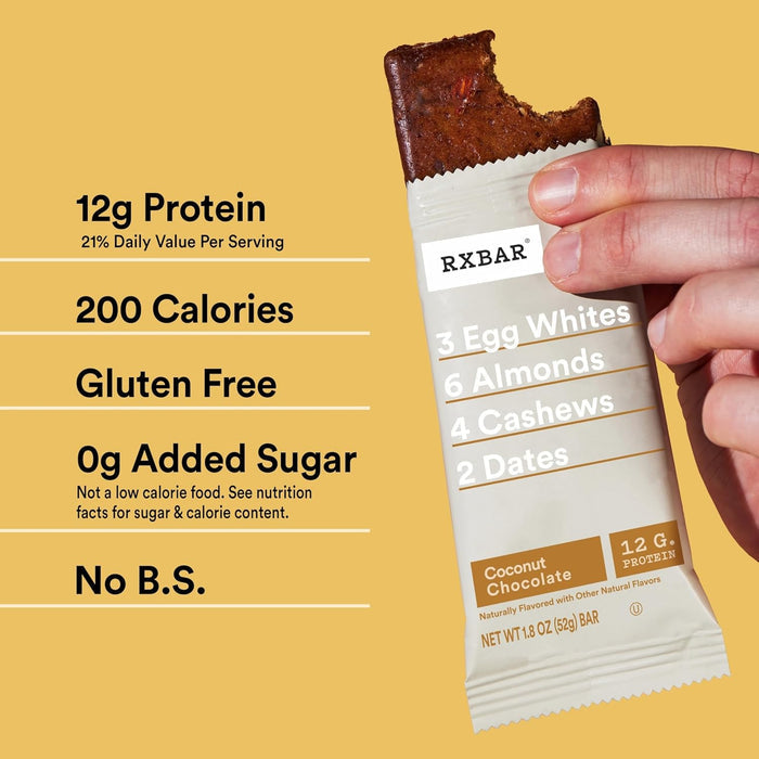 RXBAR Coconut Chocolate Protein Bar – Break Room Protein Snack to Beat the 3pm Slump, 30 Count