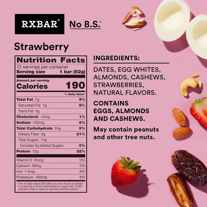 12g protein per bar (22% daily value) from real egg whites