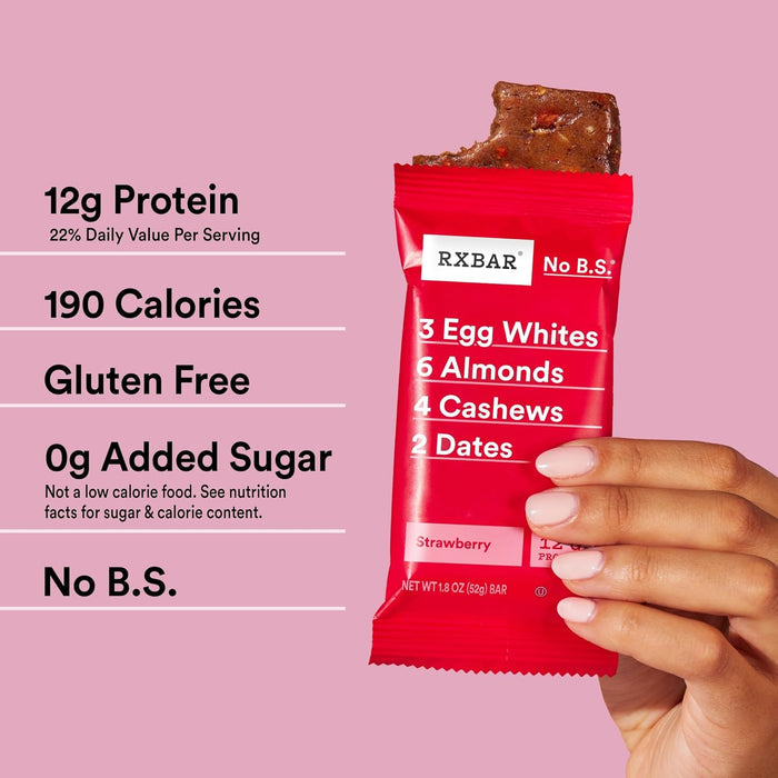 RXBAR Strawberry Egg White Protein Bars – Wholesome Pantry Staple for Wellness Rituals, No Added Sugar