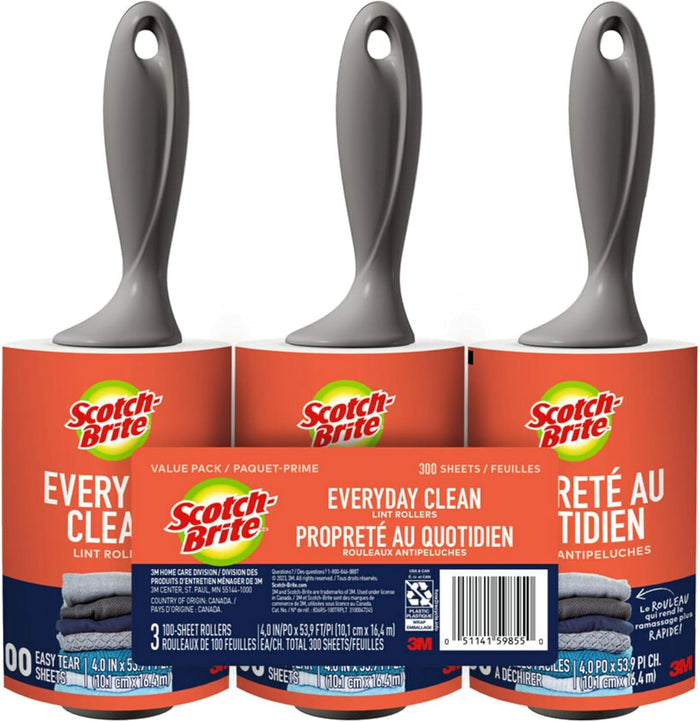 3-pack configuration delivering 300 total adhesive sheets (100 per roller)
