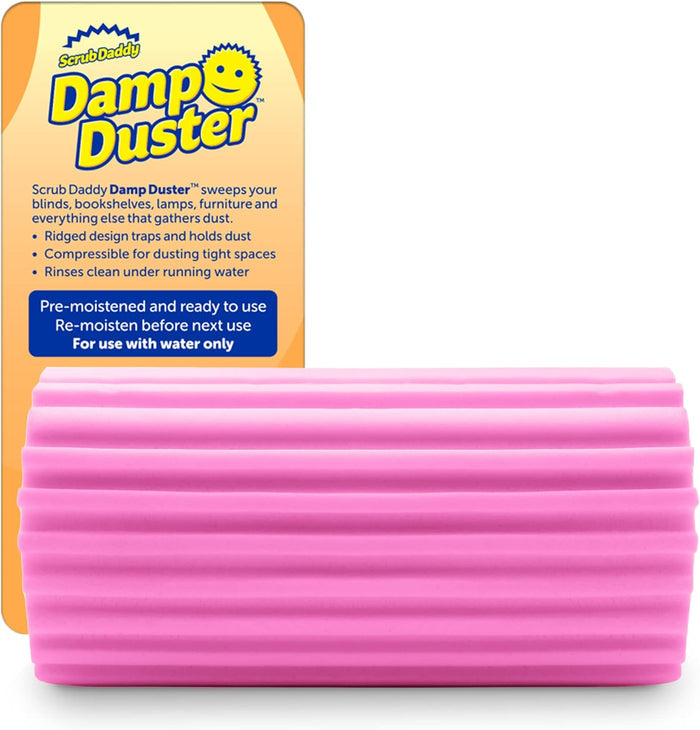 ridged foam sponge that holds and traps dust rather than dispersing it