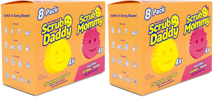 8 Count (Pack of 2) - Scrub Daddy Original + Scrub Mommy