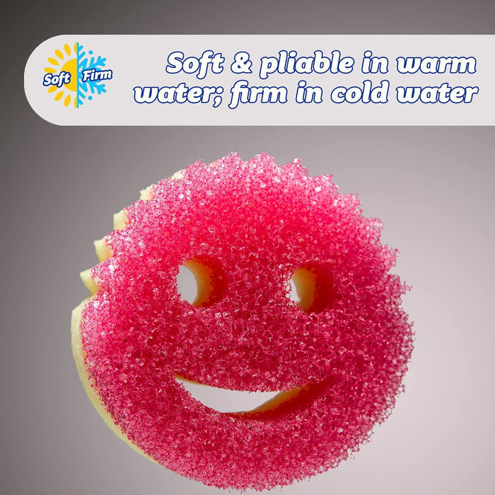 smiley-face ergonomic shape with built-in 'mouth' and 'eyes' for 360° cleaning of utensils