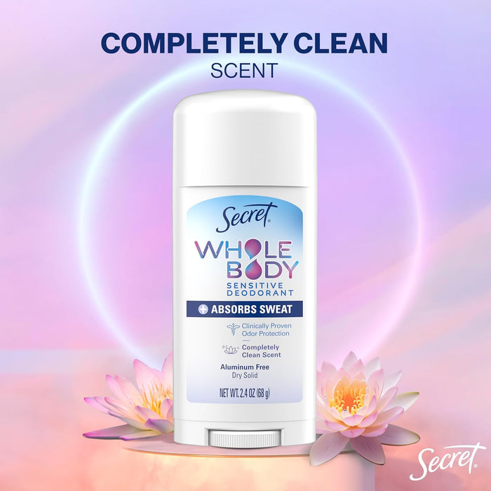 available in two sizes (2.4 oz and 3 oz) and two scents (light and fresh, completely clean)