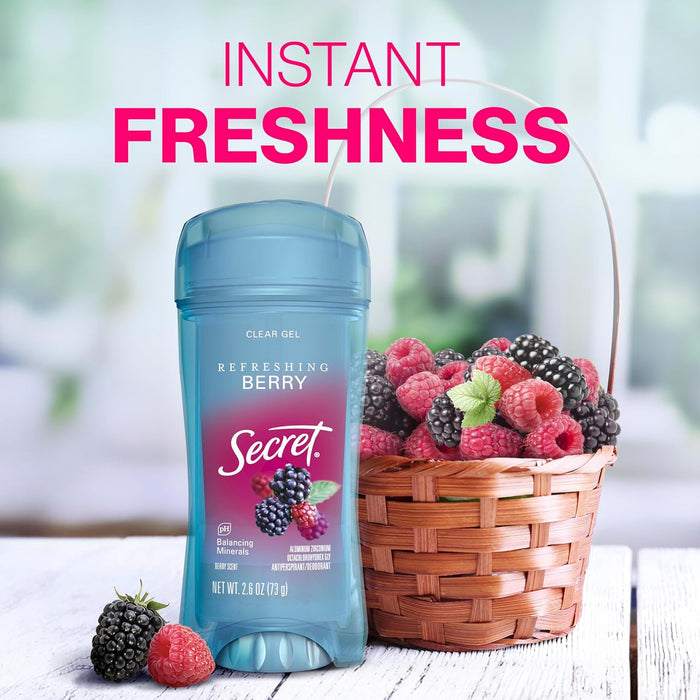 four scent variants available: refreshing berry, lavender, nurturing coconut, and delicate rose, each sold as 2.6 oz pack of 2