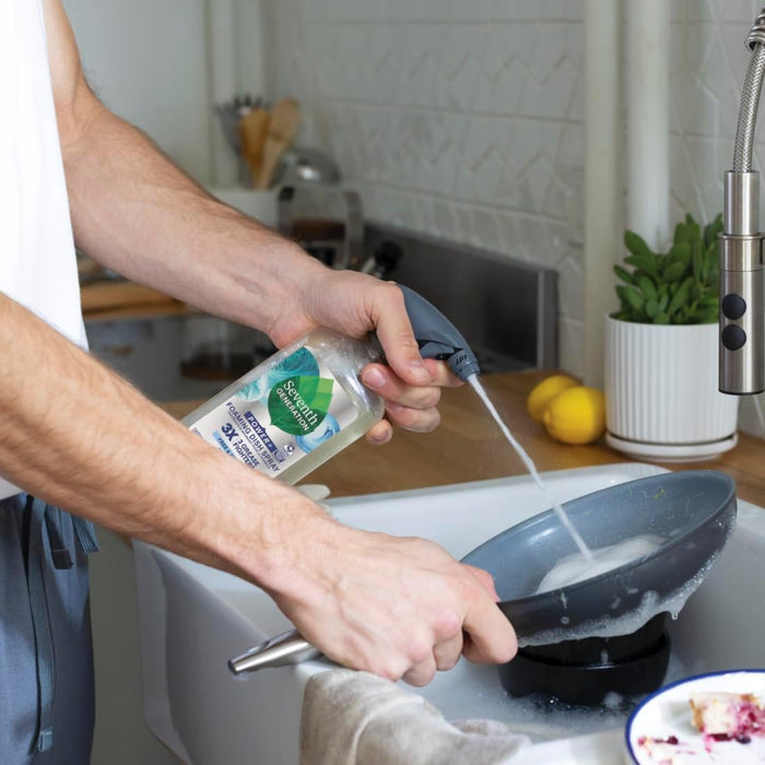 Seventh Generation Foaming Dish Spray Free & Clear — 3X Grease Cut for Efficient Dish Cleanup Routines