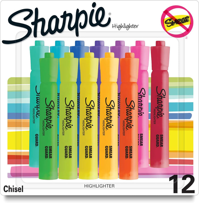 pack of 12 assorted fluorescent colors (pink, cherry, bright orange, marigold, yellow, lime green, green, turquoise, light blue, sapphire, purple, iris)