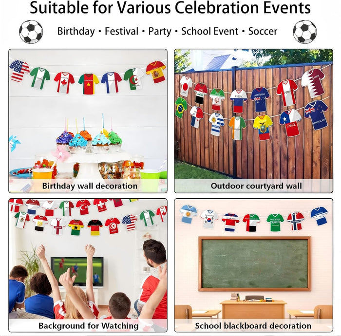 pre-strung bunting/garland format for immediate wall or ceiling hanging