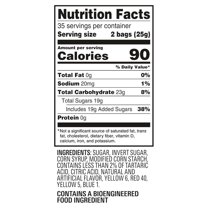 assorted fruit flavors (the signature sour patch kids flavor range) with a sour-then-sweet taste profile