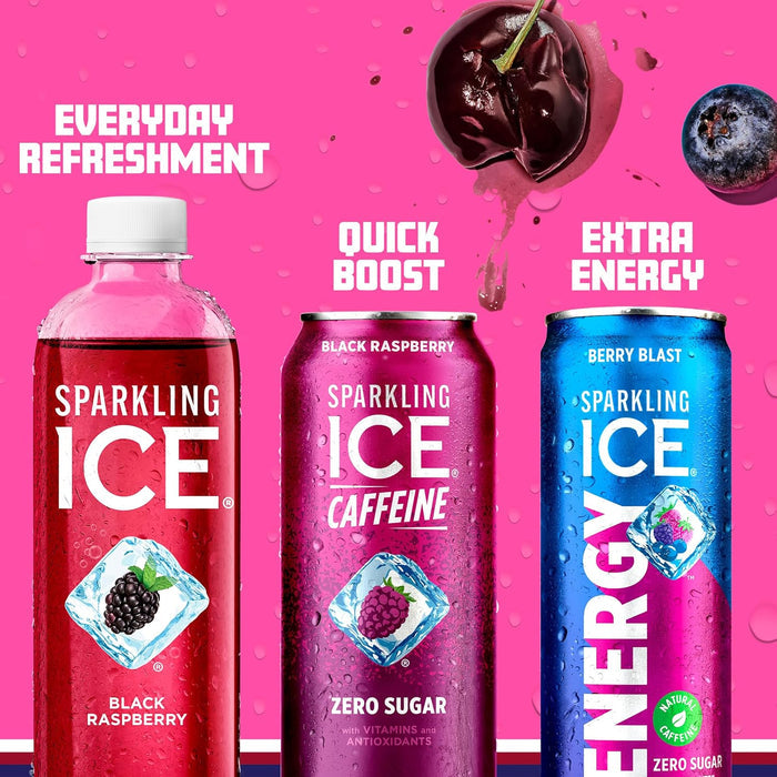 Sparkling Ice Energy 12-Pack – Travel-Friendly Pre-Workout Fuel for Gym Bags and Car Cup Holders, Zero Sugar