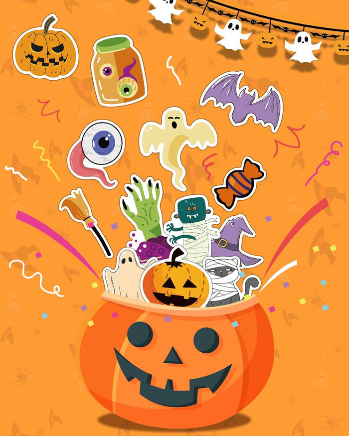 Spooky Halloween Stickers for Kids Room Decor – 300 Non Toxic Vinyl Stickers for Locker and Notebook
