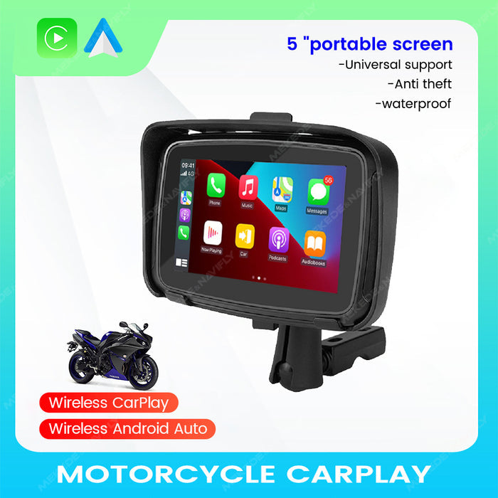 Suitable for 5inch portable motorcycle wireless apple carplay waterproof lcd screen display gps