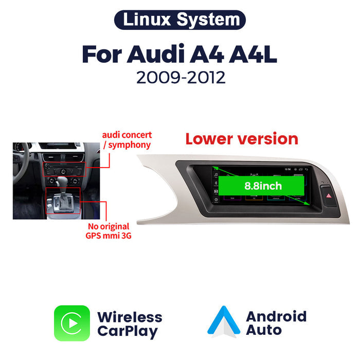 Suitable for 8.8" audi a4 2009-2012 audi a4l linux restoration large screen wireless carplay