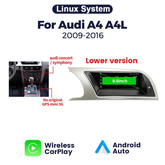 Suitable for 8.8" audi a5 2009-2016 audi a5l linuxrestoration large screen wireless carplay