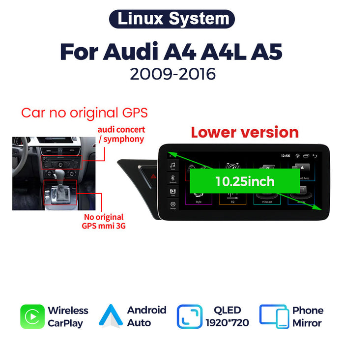 Suitable for audi a4 a4l a5 2008-2016 audi a4 linux modified large screen wireless carplay