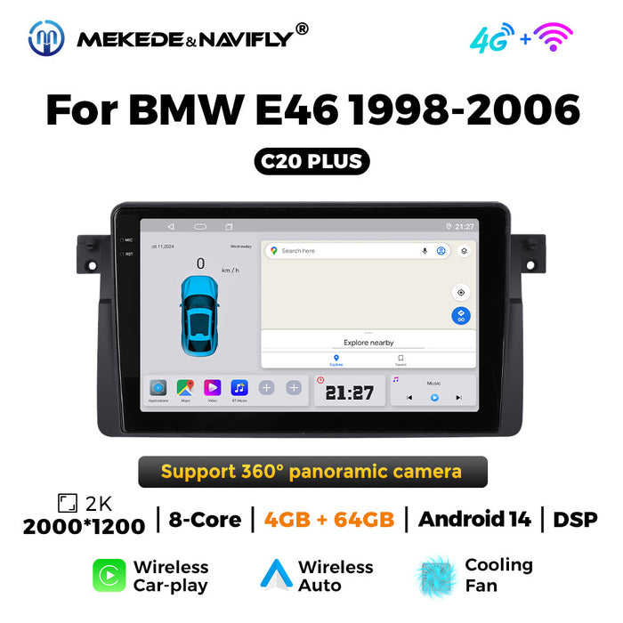 Suitable for BMW E46 1998-2006 Android large screen central control car navigation radio screen carplay