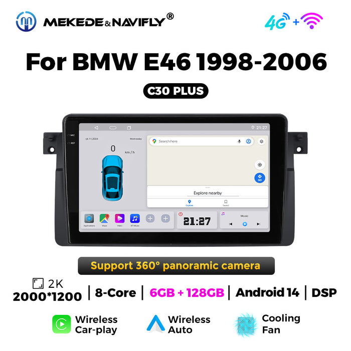 Suitable for BMW E46 1998-2006 Android large screen central control car navigation radio screen carplay