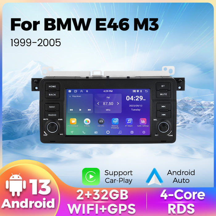 Suitable for bmw e46 m3, original bmw e46 style button 7inch, disc-free in-car android smart navigation system